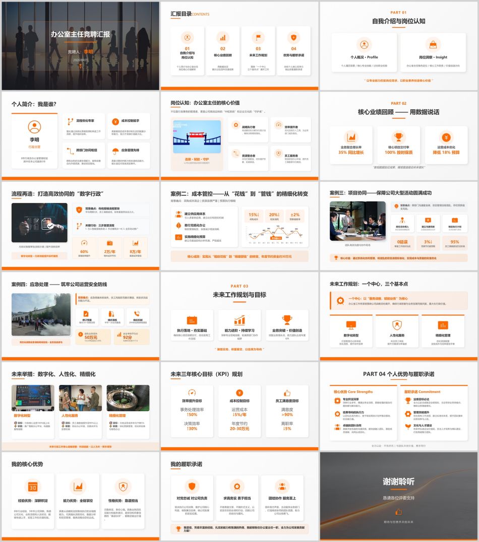 橙色竞聘汇报稳重专业